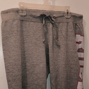 Capri Sweatpants Gray With Red And White Lettering Spelling Rookie Down Pant Leg